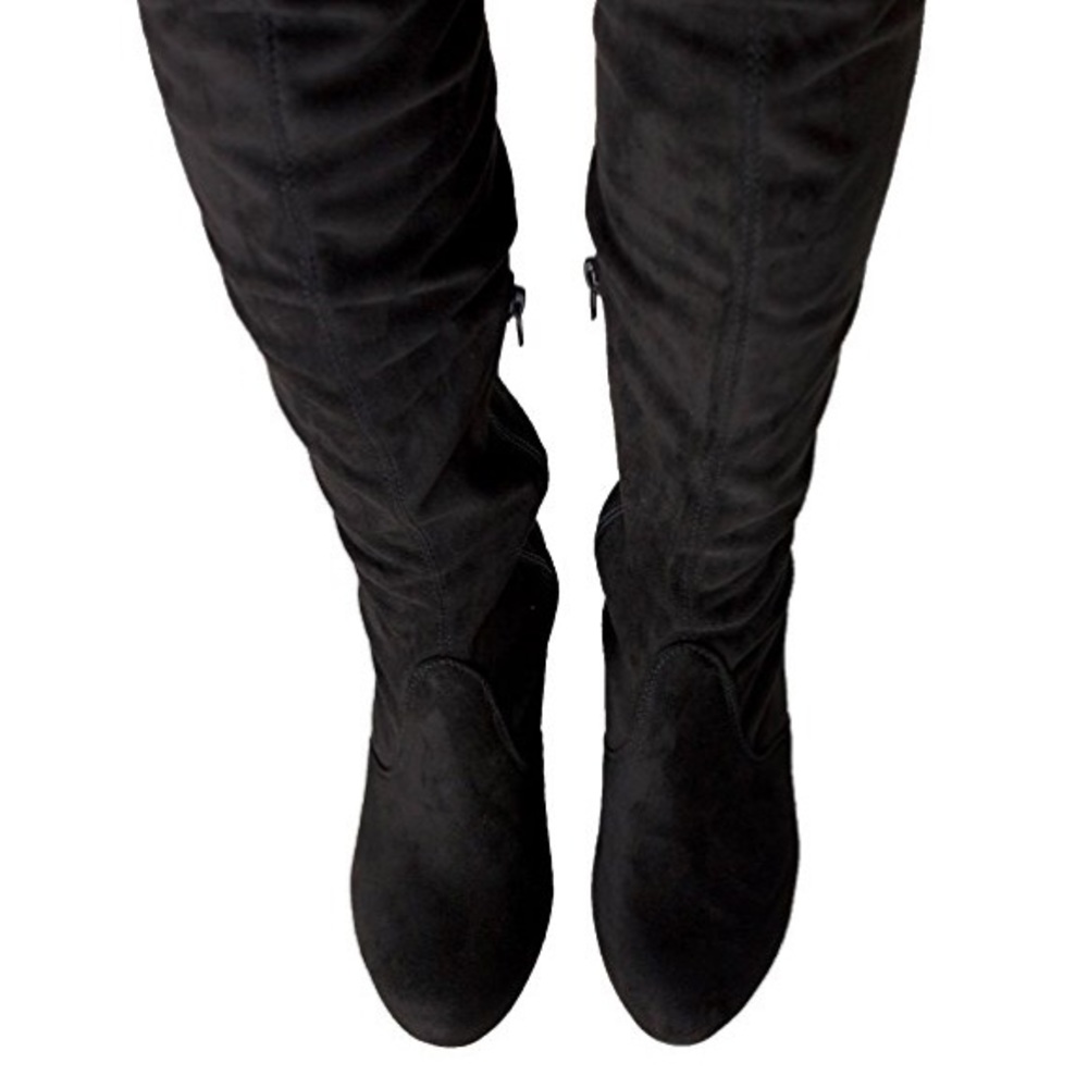 Suede block heel boots